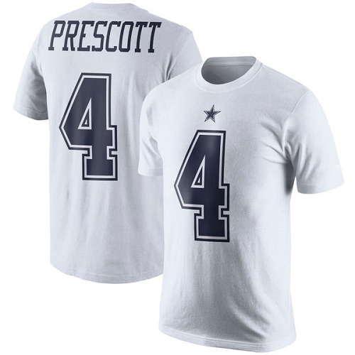 Men Dallas Cowboys White Dak Prescott Rush Pride Name and Number #4 Nike NFL T Shirt->women nfl jersey->Women Jersey